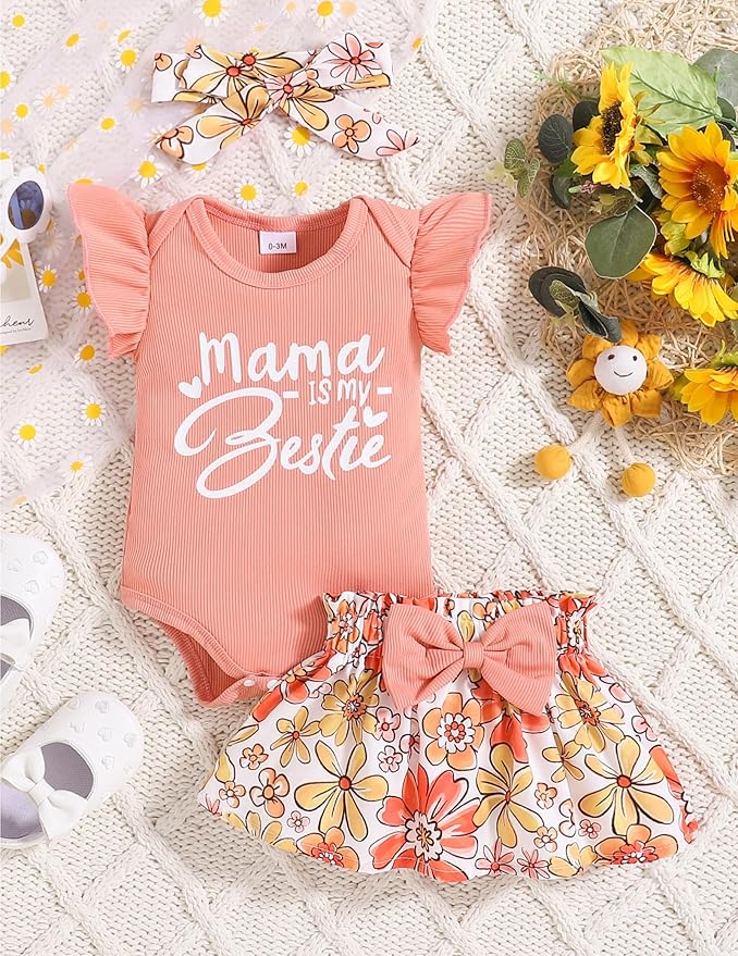 Newborn Infant Clothes Baby Girl Dress Summer Toddler Outfit Cute Girl Romper Skirt Set+Headband