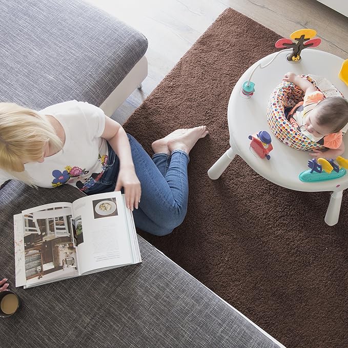 ORIBEL PortaPlay 2-in-1 Baby Activity Center & Play Table| 5 Months+ | Convertible & Portable Stage-Based for Baby| with Development Focused Toys | Unisex (Wonderland Adventure, Grey)