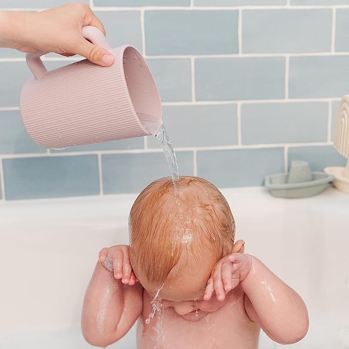 mushie Baby Bath Rinse Cup | 100% Food Grade Silicone | Shampoo & Body Washing Rinser Cup For Kids (Sage)