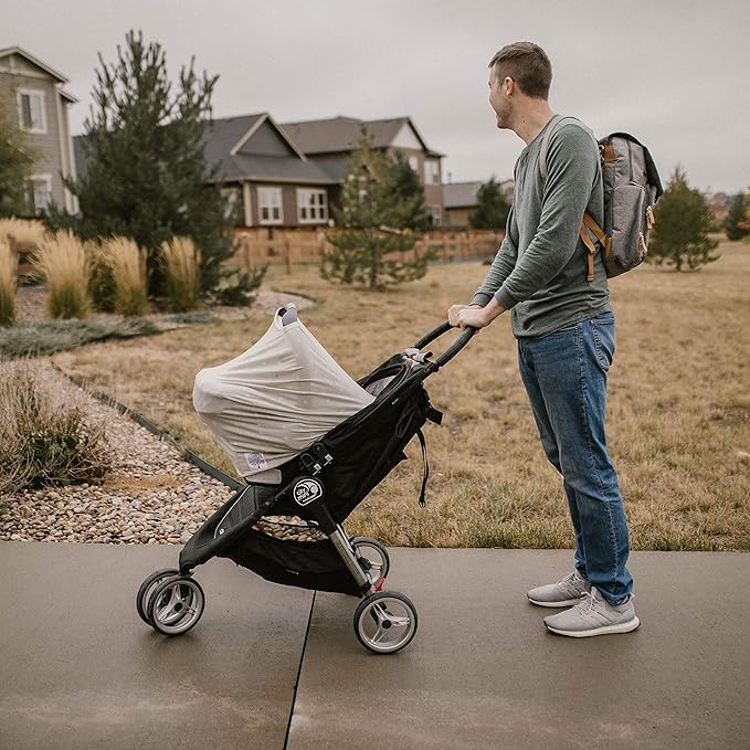Parker Baby 4 in 1 Car Seat Cover for Girls and Boys - Stretchy Carseat Canopy, Nursing Cover, Grocery Cart Cover, High Chair Cover - “Pine”